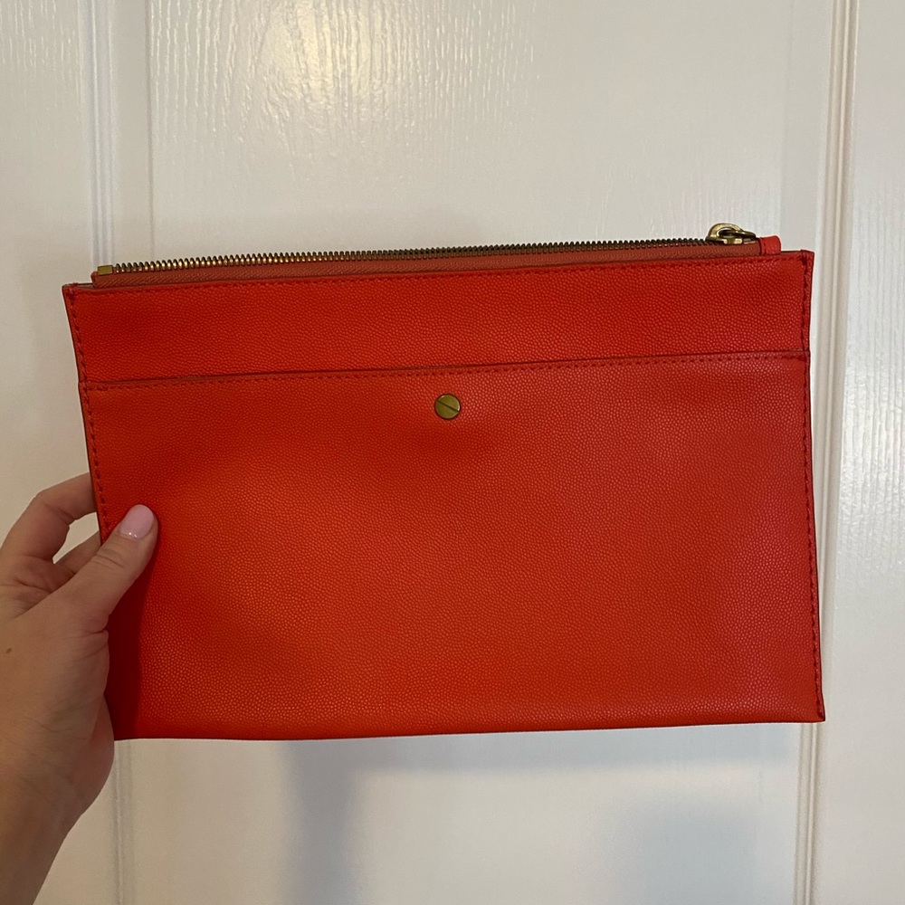 J. Crew large envelope pouch leather EUC